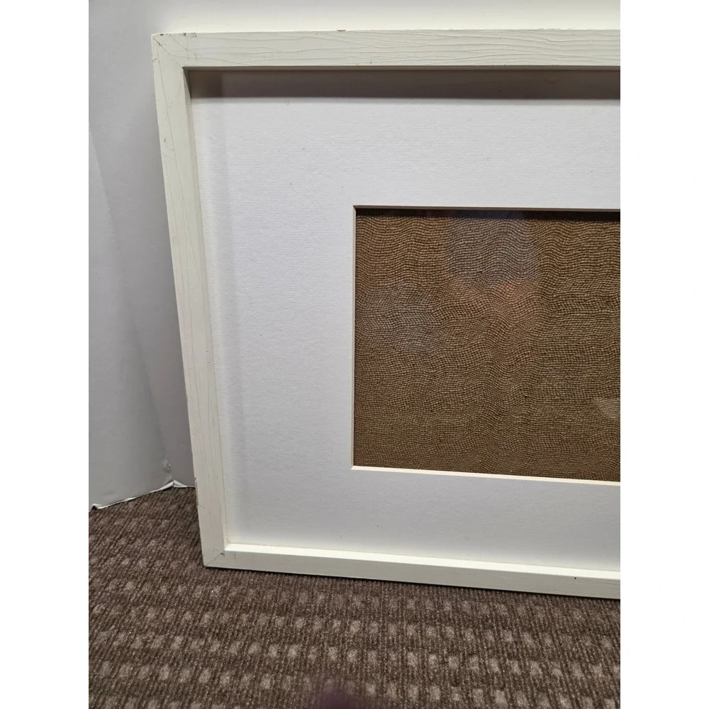 White Wood Grain Picture Frame with White Mat 17.5 x 21.5 Wall Decor